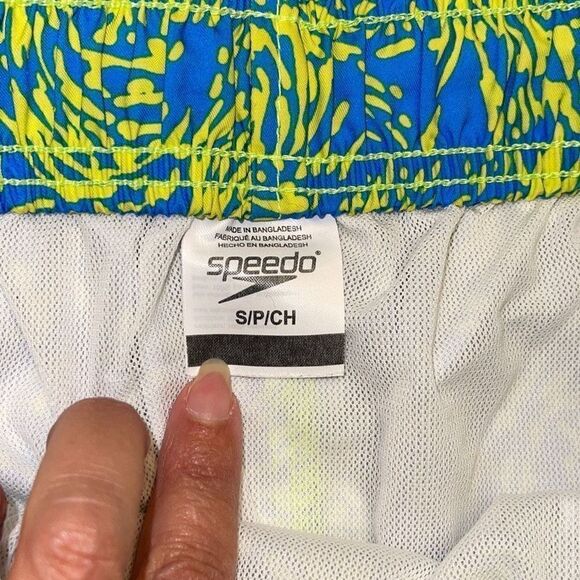 Mens‎ Speedo Swim Suit Trunks Shorts Lined Size Small Blue Yellow Pineapple - Picture 5 of 7